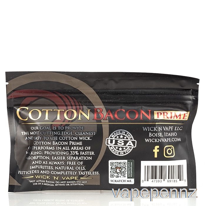 Wick 'n' Vape Organic Cotton Bacon PRIME VAPE NZ